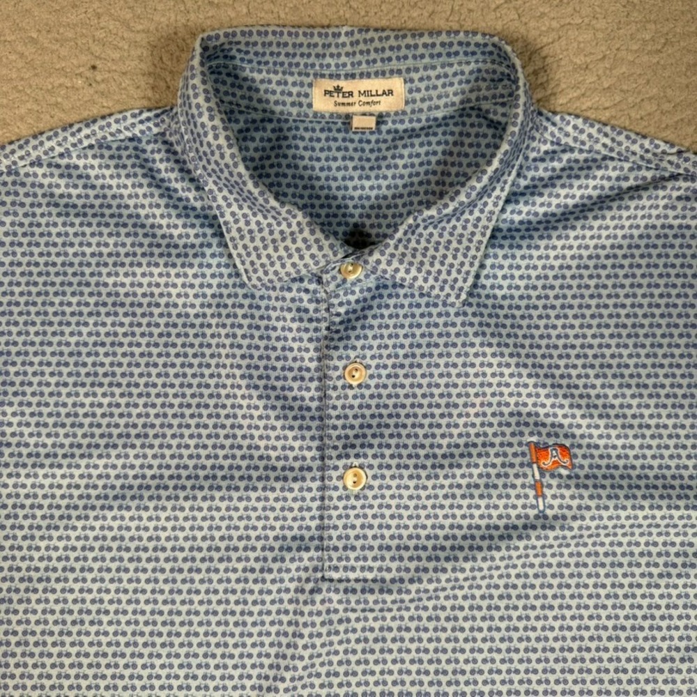Peter Millar Shirt Mens Large Bicycle Print Summer Comfort Golf Polo Casual Logo
